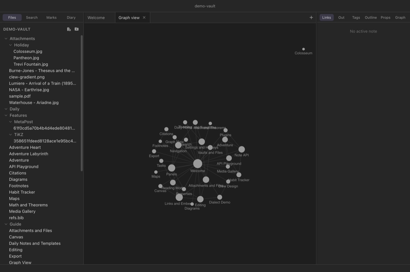 The vault graph view